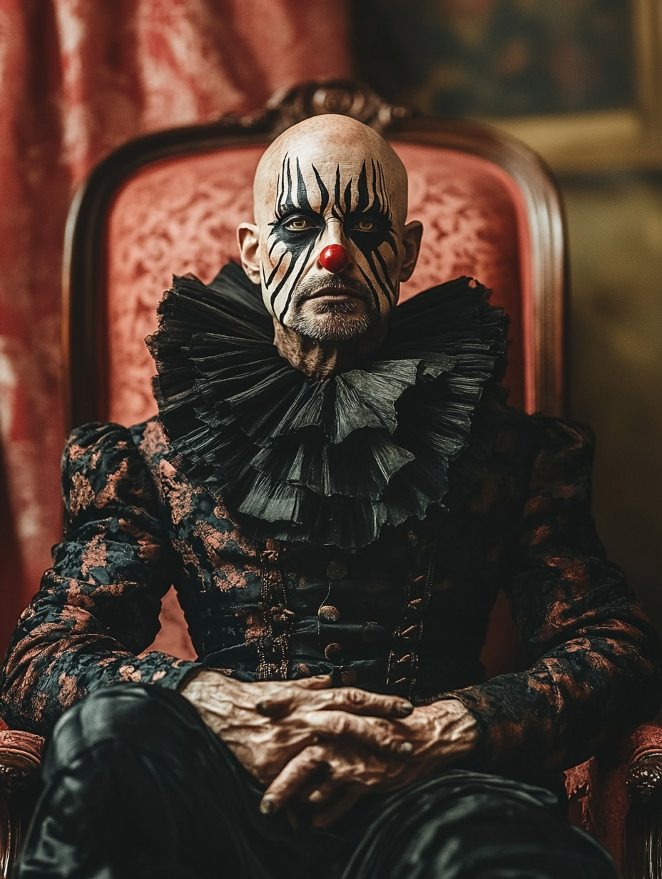 Skinny clown wearing black